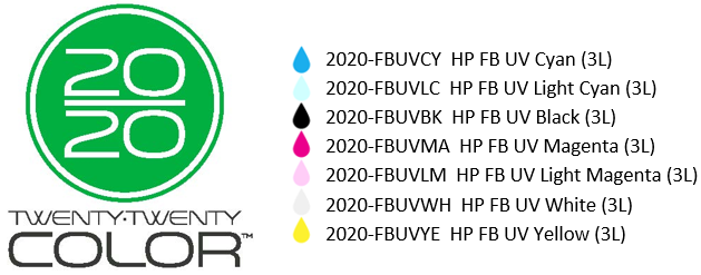 HP FB UV 20/20 Color Inks - NOW offered for FB Printers!