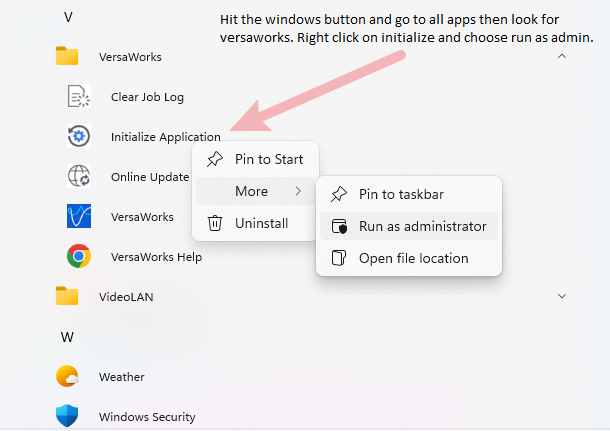 Initialize Versaworks Image