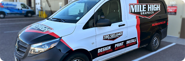 photo of Mile High Graphic work van